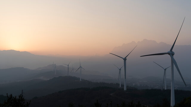 wind turbines on the top of mountain