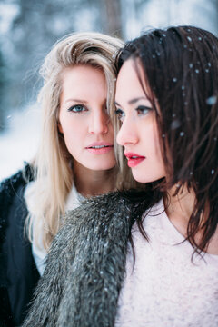 Girlfriends on a Winter Snow Day
