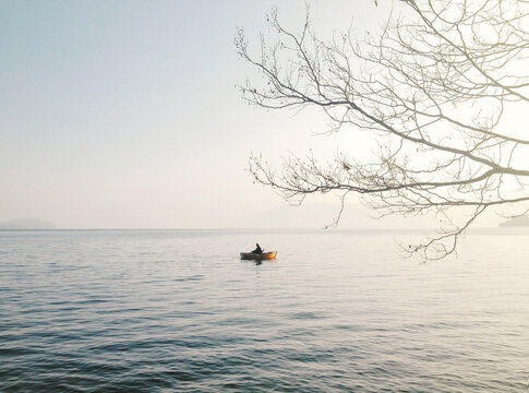 Rowing boat on the lake