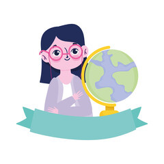 happy teachers day, teacher school globe map lesson