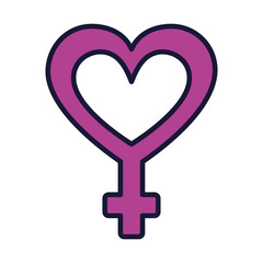 female gender symbol with heart shape, line and fill style