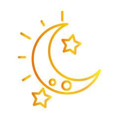 night half moon stars sky white background gradient style icon