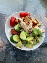 wholesome chicken salad with vegetables