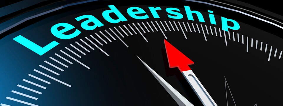 Arrow from a compass points to the leadership
