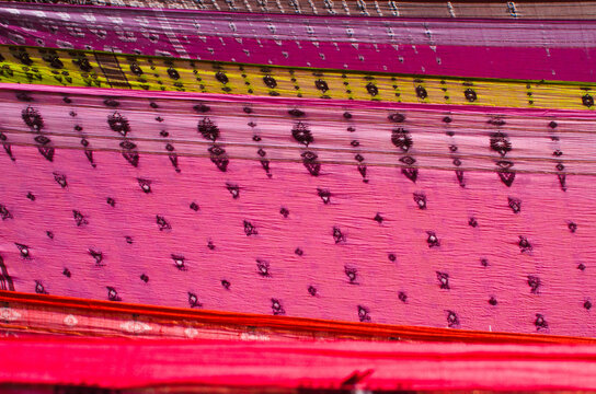 Colorful saris drying