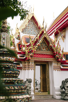 Thai temple with colorful tiles