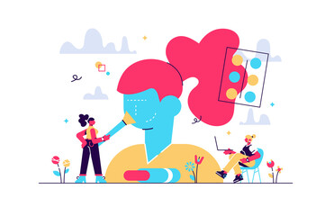 Woman in beautician parlor. Female character 