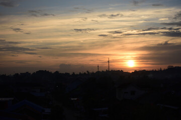sunset in the city