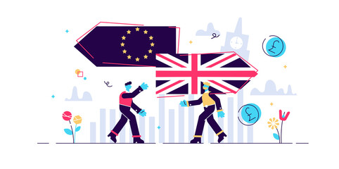 Brexit vector illustration. Flat tiny UK 