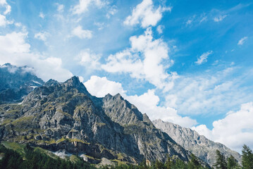 Naklejka premium Beautiful mountain landscape in Val Ferret, Italy.