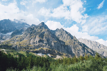 Beautiful mountain landscape in Val Ferret, Italy.