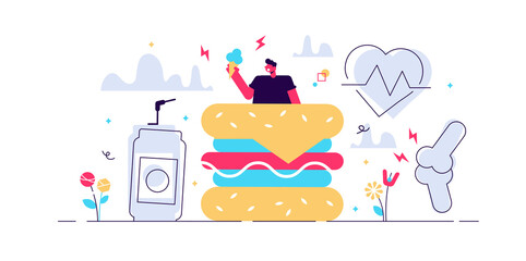 Obesity vector illustration. Flat Tiny 