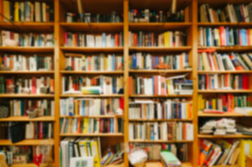 Blurred bookshelf
