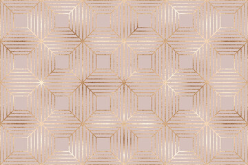 Obraz premium Geometric seamless pattern with bronze square tiles.