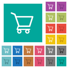Empty shopping cart square flat multi colored icons