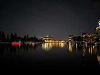 Fototapeta premium Night view of the Amstel river - Amsterdam