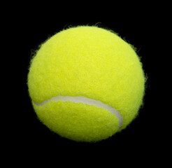 Bright tennis ball isolated on background.