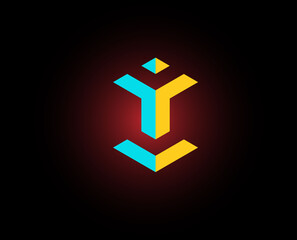 Obraz premium Abstract Geometry isometric logo design concept unity crowd architect