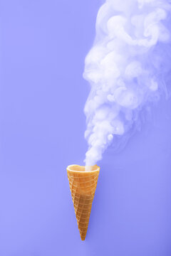 Smoke ice cream on a purple background.
