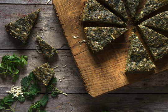 Rich Spring stinging nettle cake