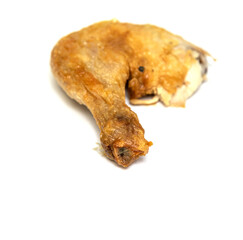 Chicken fried leg isolated on a white background.