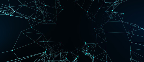 Abstract futuristic - technology with polygonal shapes on dark blue background. Design digital technology concept. 3d illustration.