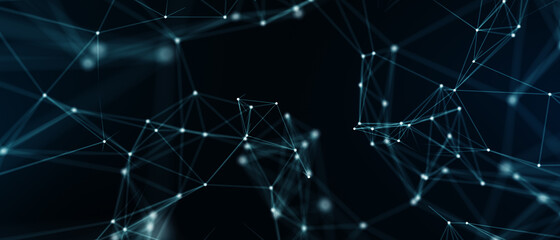 Abstract futuristic - technology with polygonal shapes on dark blue background. Design digital technology concept. 3d illustration.