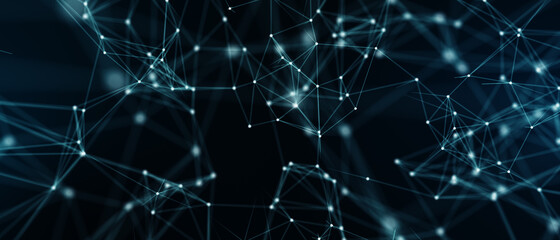 Abstract futuristic - technology with polygonal shapes on dark blue background. Design digital technology concept. 3d illustration.