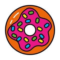 pop art elements, sweet donut icon, line and fill style