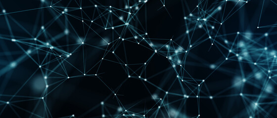 Abstract futuristic - technology with polygonal shapes on dark blue background. Design digital technology concept. 3d illustration.