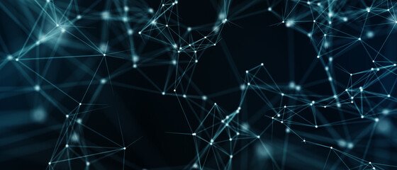 Abstract futuristic - technology with polygonal shapes on dark blue background. Design digital technology concept. 3d illustration.