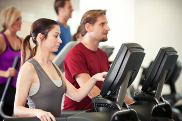 Gym: Woman Programming Exercise Treadmill