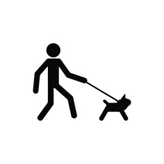 Man with dog pet icon vector on white background, simple sign and symbol.