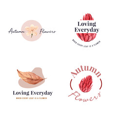 Logo design with autumn flower concept for brand and marketing watercolor  illustration.