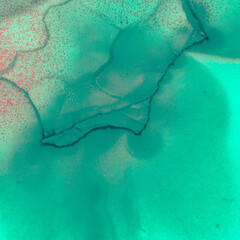 Blue Fluid Wave. Texture with Alcohol Inks Spots. 