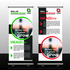 Roll up brochure flyer banner design template vector, abstract background, modern x-banner, rectangle size.