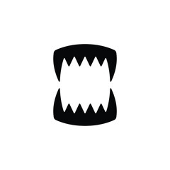 Vampire teeth icon vector on white background, simple sign and symbol.