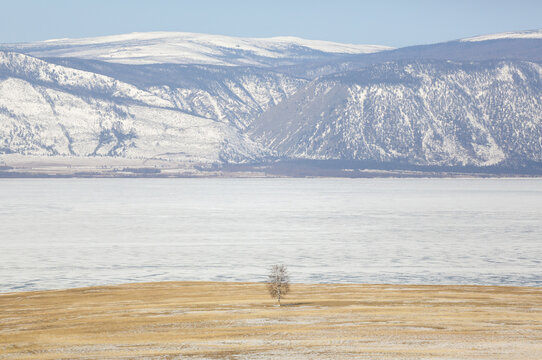 Baikal Lake frozen in Winter