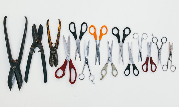 A collection of various different types of scissors