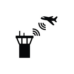 Air traffic control tower icon vector on white background, simple sign and symbol.