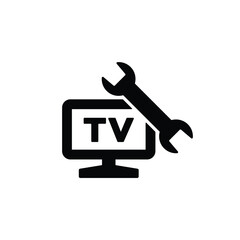 TV maintenance icon vector on white background, simple sign and symbol.