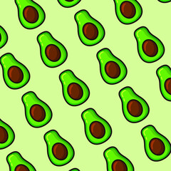 avocado cute cartoon illustration seamless pattern background design vector