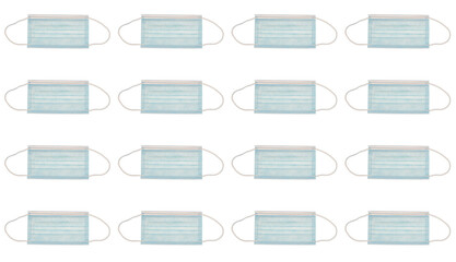 Repeating Disposable face mask pattern isolated on a white background 