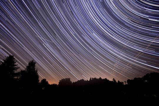 Startrails shot over night sky in austria