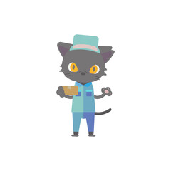 作業員の黒猫のイラスト