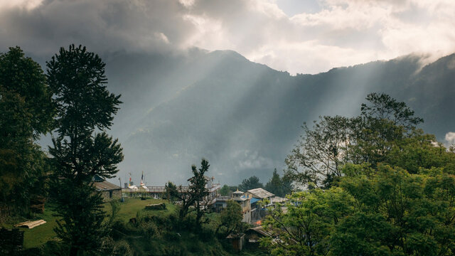 Nepal village on trek to annapurna base camp
