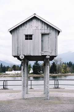 Shack on piles in Vancouver, Canada