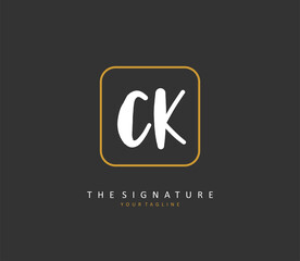 C K CK Initial letter handwriting and signature logo. A concept handwriting initial logo with template element.