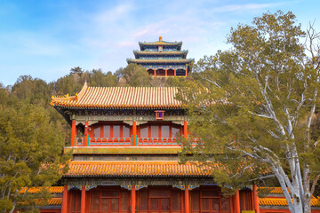 Jingshan parkat the north end of the Forbidden City in Beijing, China
