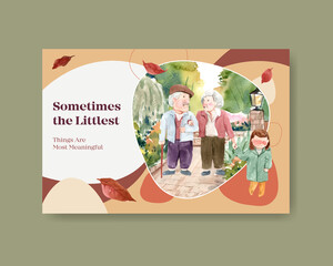 Facebook template with national grandparents day concept design for social media and online marketing watercolor vector.
